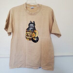 Vintage 80s Kilban Cat Coffee Tea Me Crazy Shirts Single Stitch T-Shirt USA Sz M
